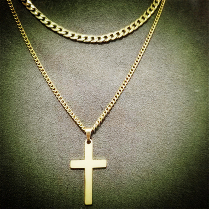 Stainless steel chain with cross pendant