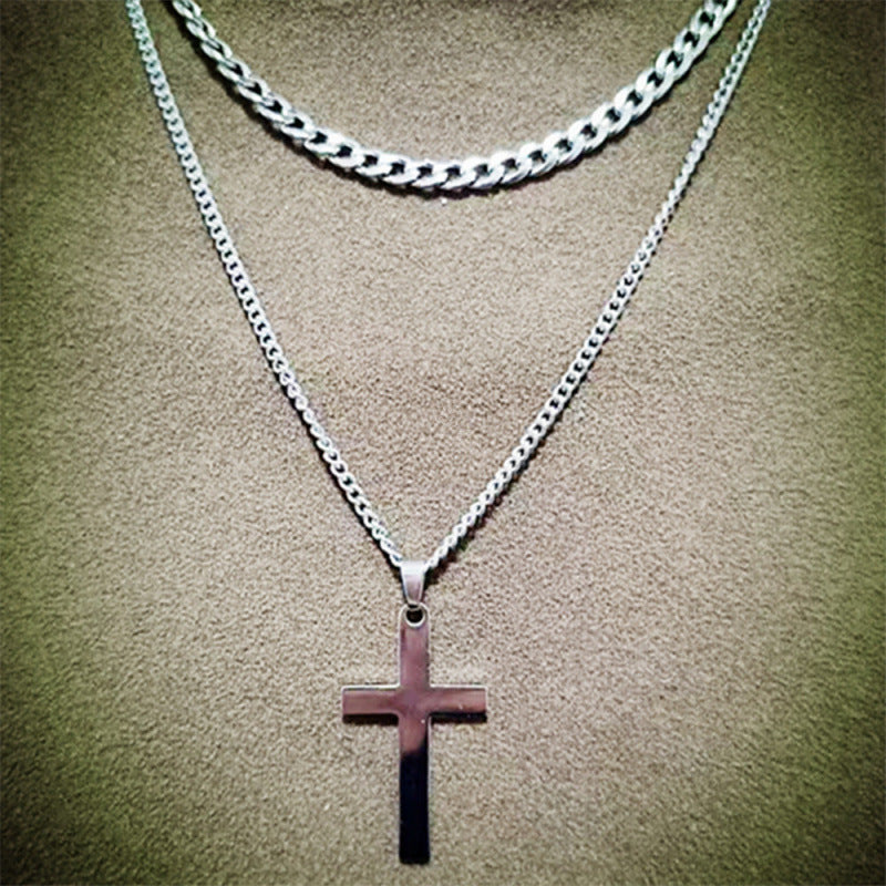 Stainless steel chain with cross pendant