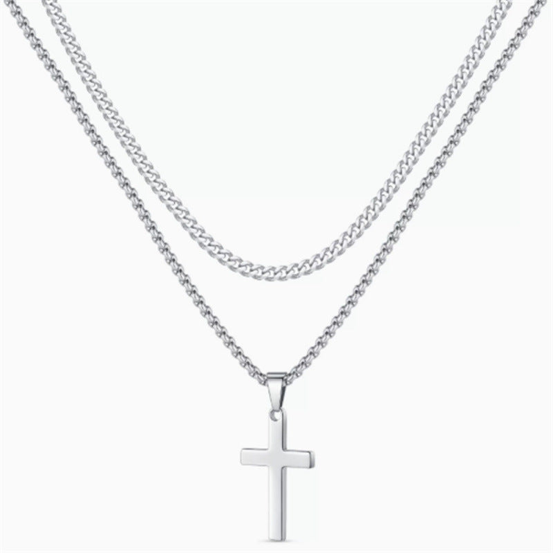 Stainless steel chain with cross pendant