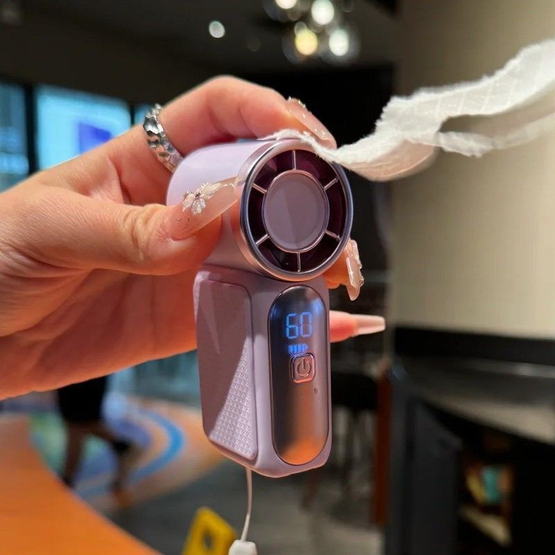 USB Rechargeable Digital Display Handheld Mini Fan