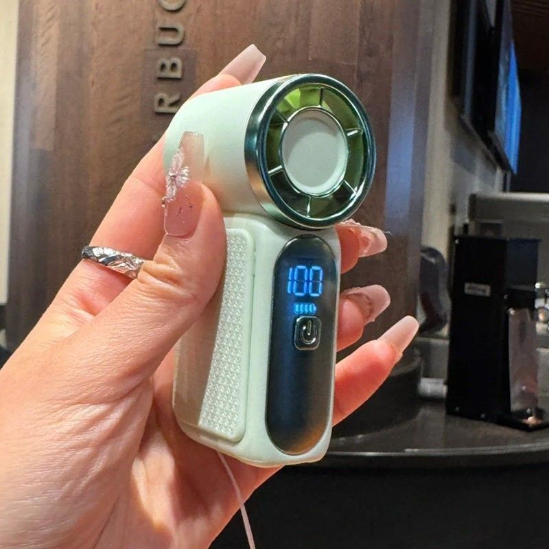 USB Rechargeable Digital Display Handheld Mini Fan