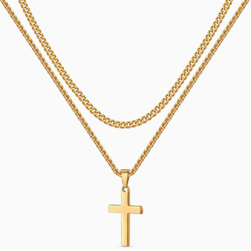 Stainless steel chain with cross pendant