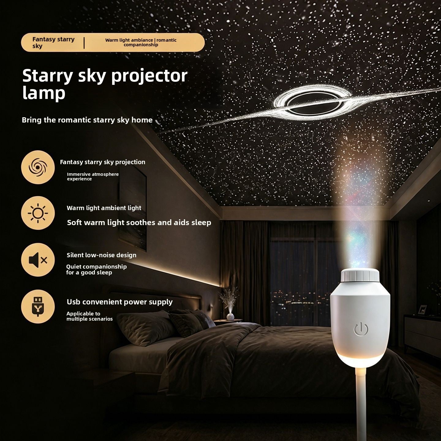 Creative Starry Sky Projection Night Light USB Powered