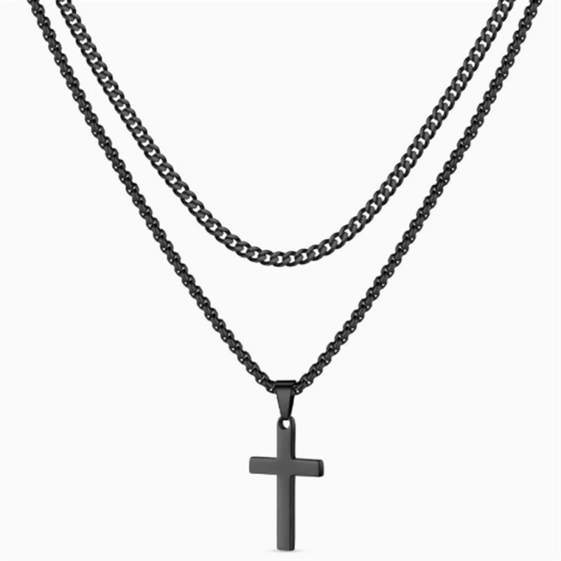 Stainless steel chain with cross pendant