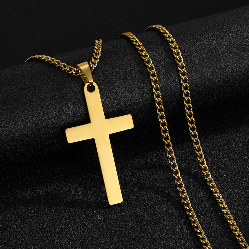 Stainless steel chain with cross pendant